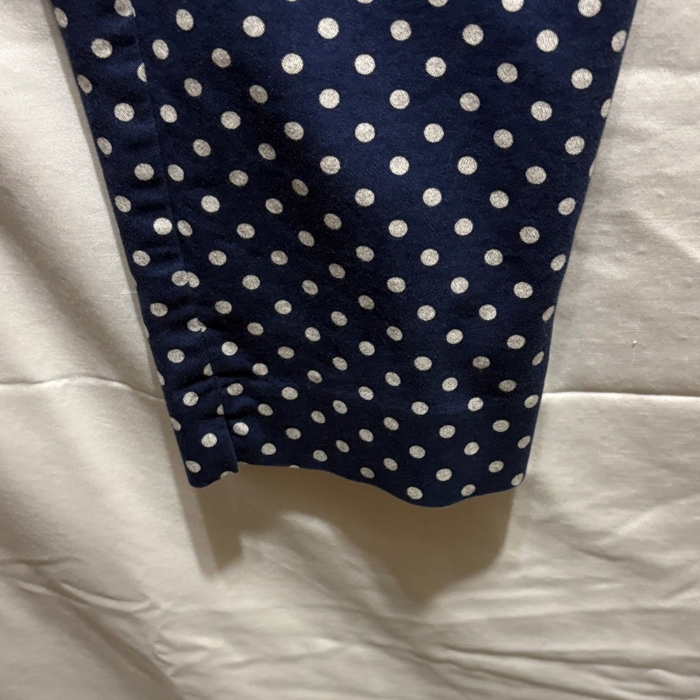 Marilyn Monroe Blue and White Polka Dot Straight Leg Pants - Picture 4 of 7